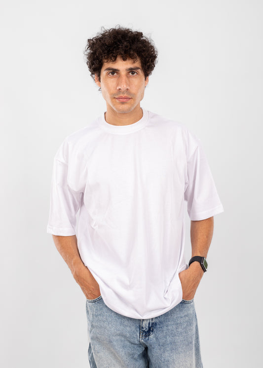 "Wise Vision" – White Owl Graphic Over Size T-Shirt