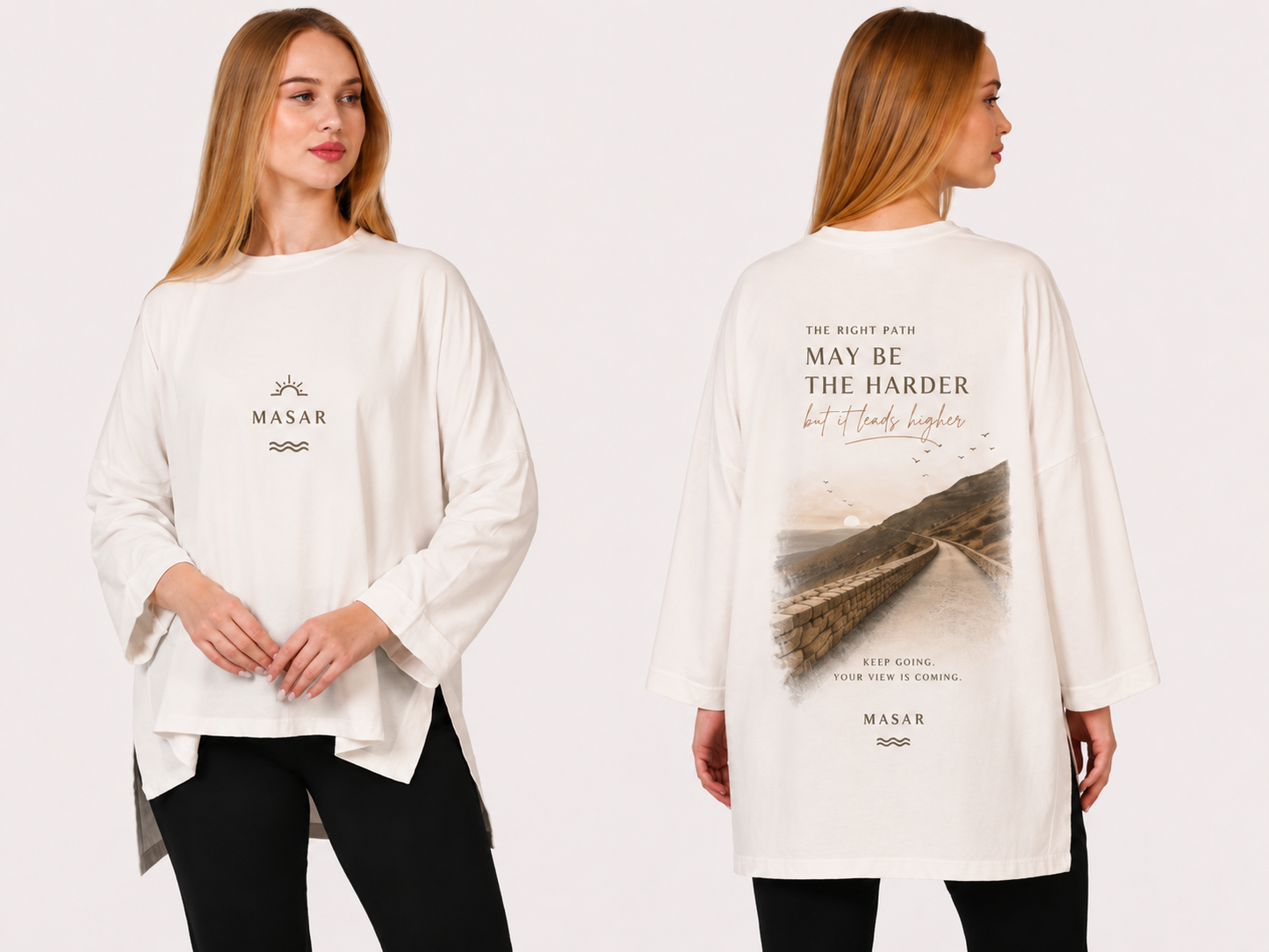 Masar The Right Path Oversized Women's Sweatshirt - Ivory