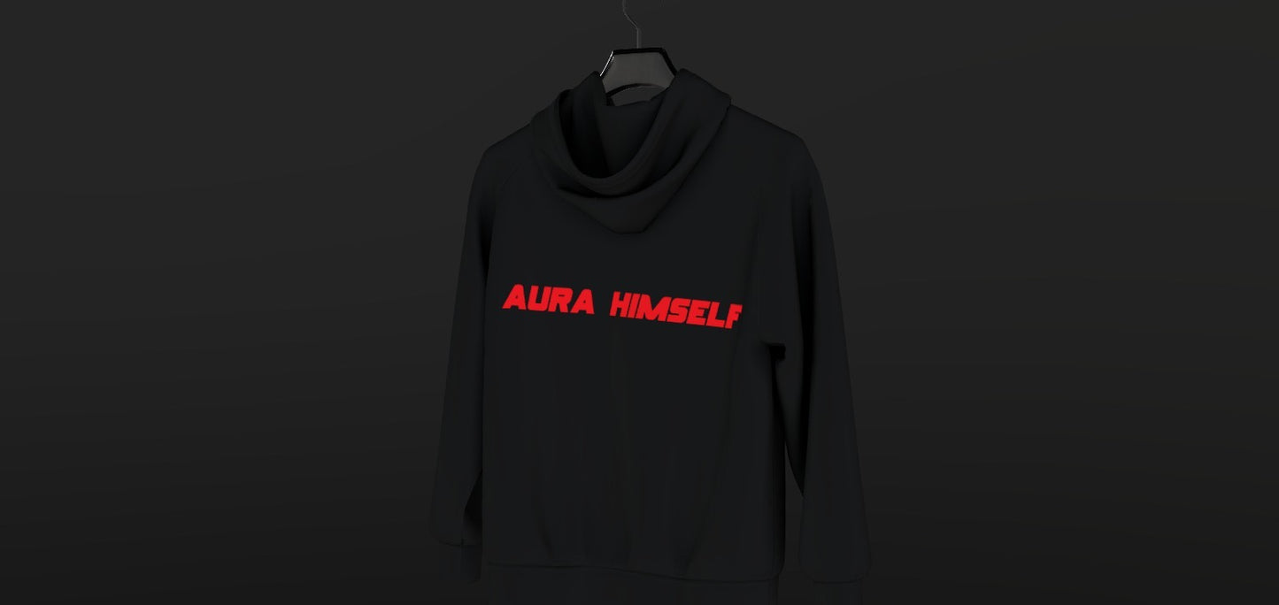 Unisex Black Hoodie with Red AURA HIMSELF
