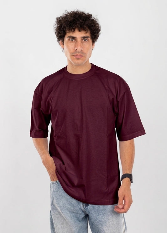 Premium Oversized Blank T-Shirt – Burgundy | Heavyweight Streetwear Tee