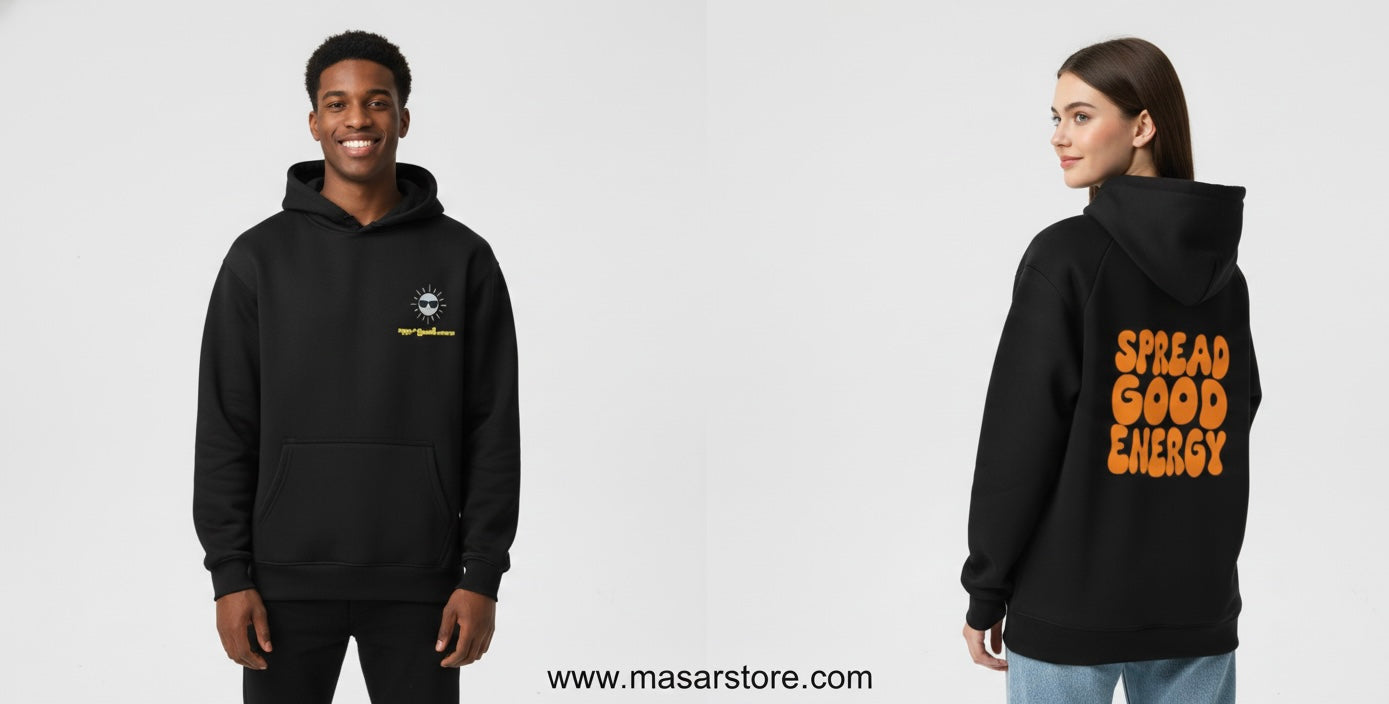 : "Spread Good Energy" Oversized Black UNISEX -Hoodie