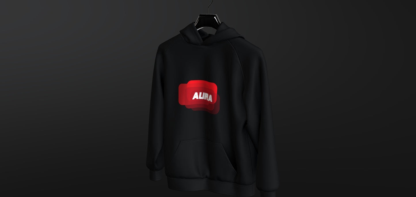 Unisex Black Hoodie with Red AURA HIMSELF