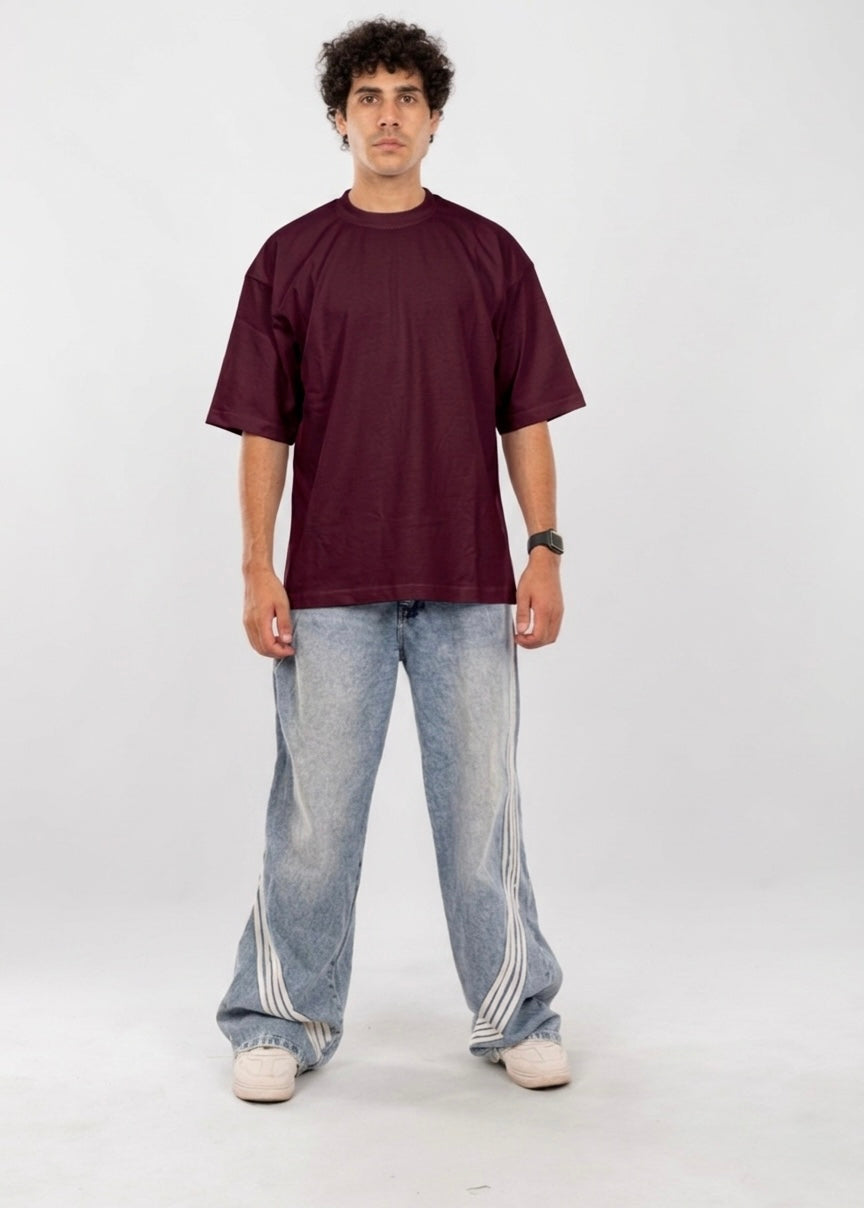 Premium Oversized Blank T-Shirt – Burgundy | Heavyweight Streetwear Tee