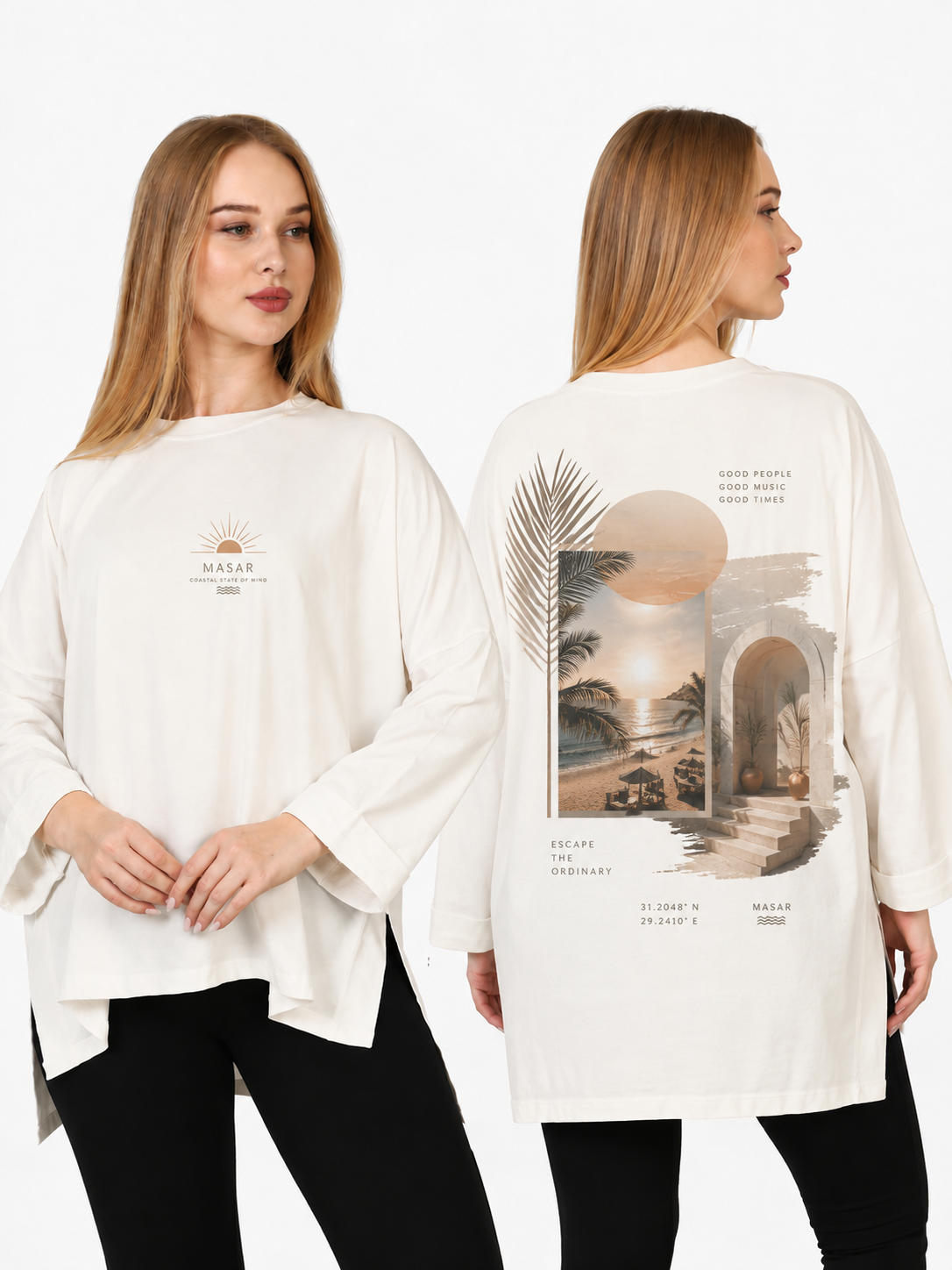Masar Escape The Ordinary Oversized Women's Sweatshirt - Off White