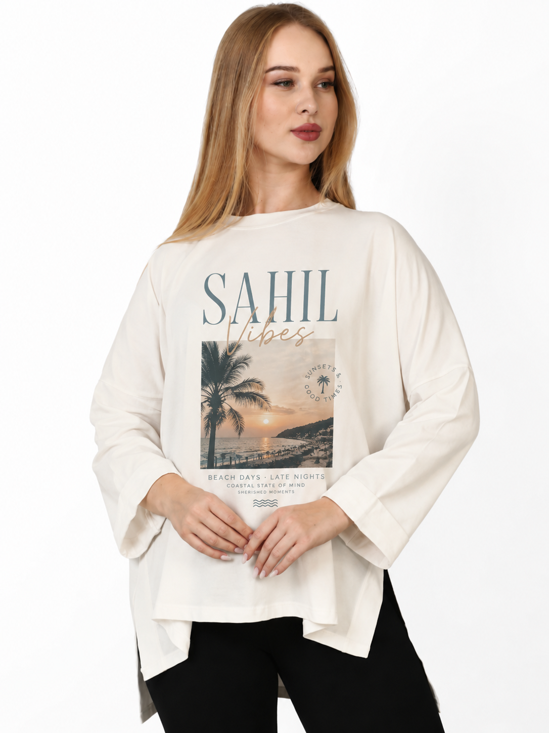 Masar SAHIL Vibes Oversized Women's Sweatshirt - Ivory