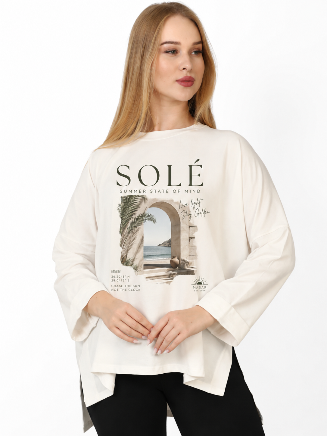 SOLE Oversized Women's Summer Sweatshirt - Off White