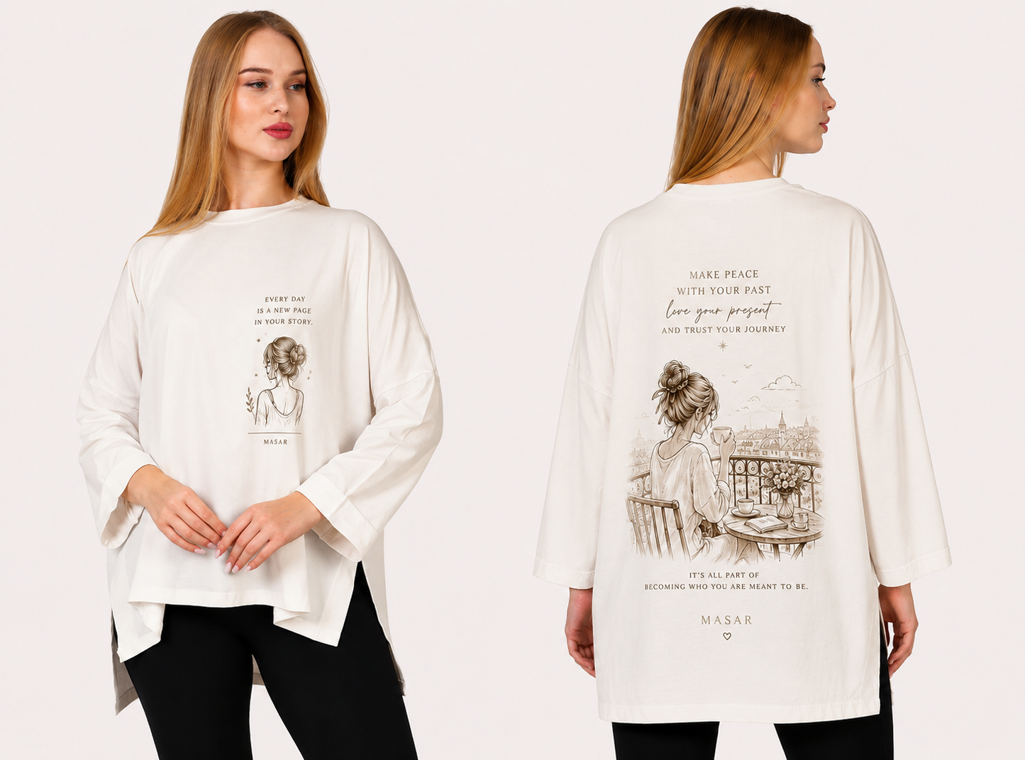 Masar Make Peace Oversized Women's Sweatshirt - Ivory