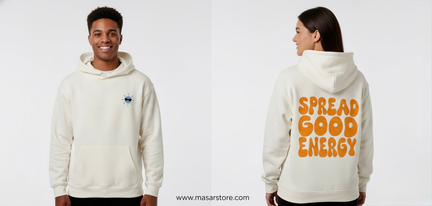 "Spread Good Energy" Oversized OFF-WHITE UNISEX -Hoodie