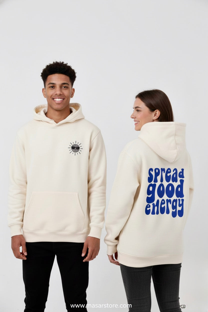 "Spread Good Energy" Oversized OFF-WHITE UNISEX -Hoodie